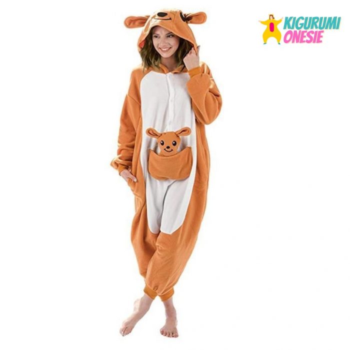 Adult Kangaroo Animal Kigurumi Onesie Costume Including Kangaroo / S