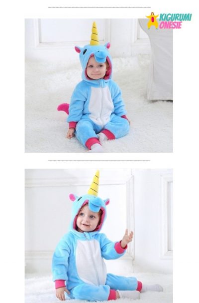 Baby Unicorn Kigurumi Onesie Blue / 3M
