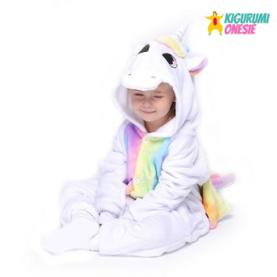 Colorful Unicorn Kids Kigurumi Onesie / 95(Ht 95-104Cm)