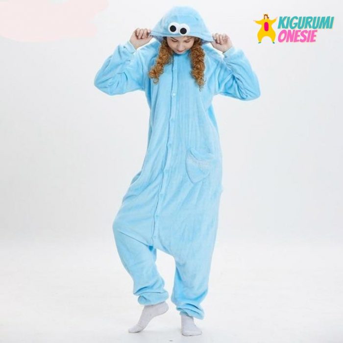 Cookie Monster Elmo Kigurumi Onesie Blue / S