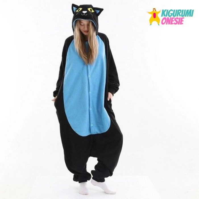 Midnight Cat Kigurumi Pajamas Cat Onesies / S